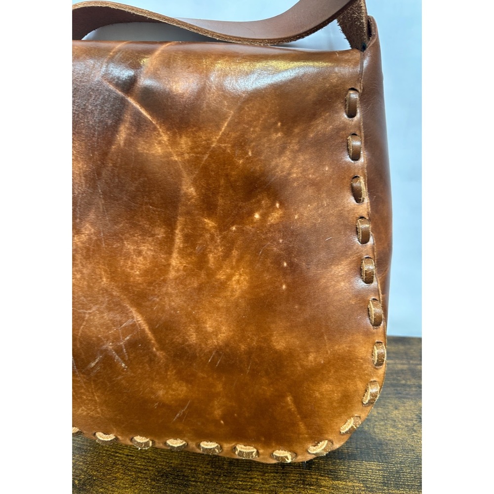 Whipstitch Tooled Leather Shoulder Bag Floral Boho Western Hippie Unbranded - Picture 16 of 16